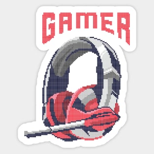 Gamer Pixel Headset - low-bit graphics - gift Sticker